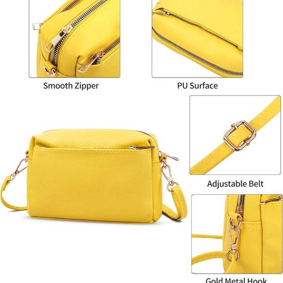 Women’s Small Leather Crossbody Bag with Adjustable Strap and Multiple Pockets - Picture 3 of 7